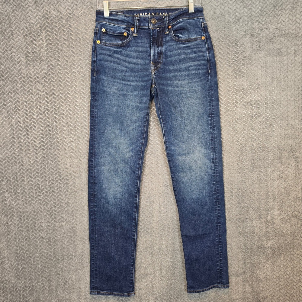 American Eagle Airflex+ Slim Straight Jeans Mens‎ 28x32 Dark Wash Blue Denim